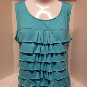 Rafaella Women size Large Blue Sleeveless Blouse